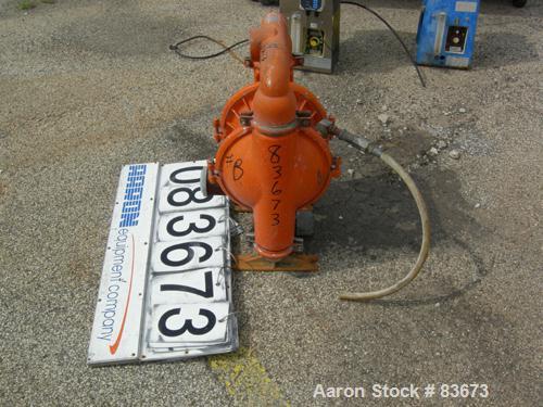 USED: Wilden Air Operated Double Diaphragm Pump, model M8, 316 stainless steel. Rated 156 gallons per minute, 125 psi, 1/4" max solids size, 2" inlet/outlet.
