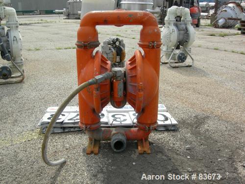 USED: Wilden Air Operated Double Diaphragm Pump, model M8, 316 stainless steel. Rated 156 gallons per minute, 125 psi, 1/4" max solids size, 2" inlet/outlet.