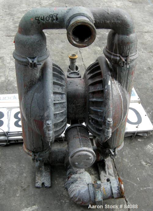 USED: Wilden air operated double diaphragm pump, model M8, aluminum construction. Rated approx 156 gallons per minute, 125 psi, 2" inlet/outlet.