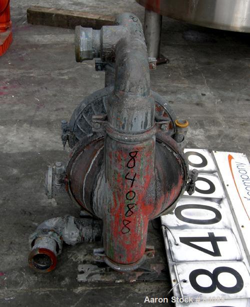 USED: Wilden air operated double diaphragm pump, model M8, aluminum construction. Rated approx 156 gallons per minute, 125 psi, 2" inlet/outlet.