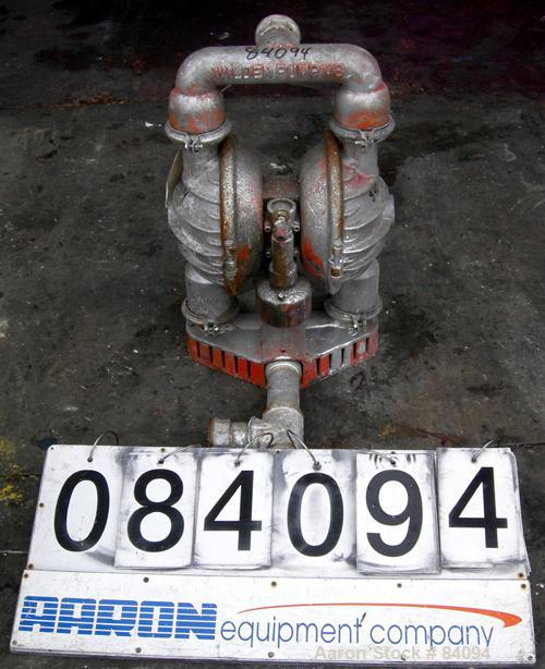 Used Wilden Air Operated Double Diaphragm Pump, Model M8, Aluminum Construction. Rated approximately 156 gallons per minute, 125 psi, 2" inlet/outlet.