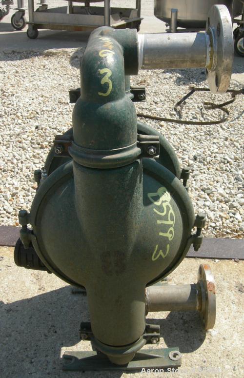 USED: Wilden air operated double diaphragm pump, model M8, 316 stainless steel. Rated 163 gallons per minute, 1/4" max solids handling, 125 psi. 2-1/2" NPT inlet/outlet.