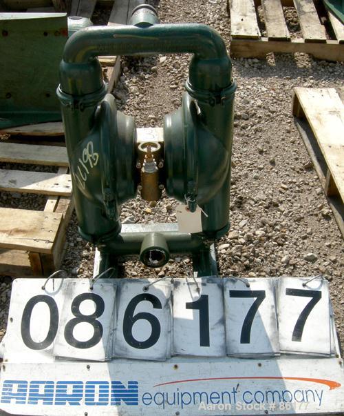 USED: Wilden air operated double diaphragm pump, model M8, 316 stainless steel. Rated 163 gallons per minute, 1/4" max solids handling, 125 psi. 2-1/2" NPT inlet/outlet.