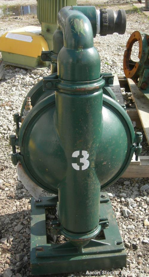 USED: Wilden air operated double diaphragm pump, model M8, 316 stainless steel. Rated 163 gallons per minute, 1/4" max solids handling, 125 psi. 2-1/2" NPT inlet/outlet.