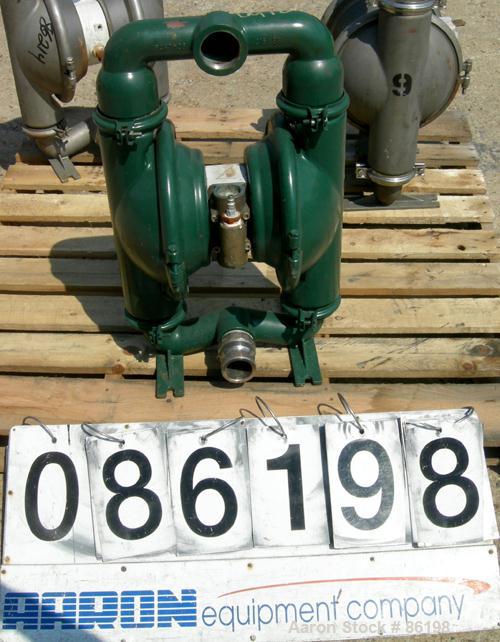 USED: Wilden air operated double diaphragm pump, model M8, 316 stainless steel. Rated 163 gallons per minute, 1/4" max solids handling, 125 psi. 2-1/2" NPT inlet/outlet.