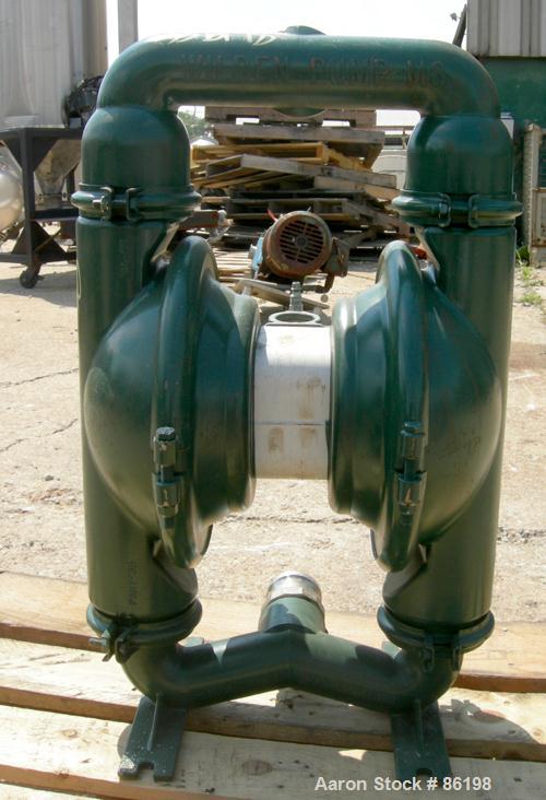 USED: Wilden air operated double diaphragm pump, model M8, 316 stainless steel. Rated 163 gallons per minute, 1/4" max solids handling, 125 psi. 2-1/2" NPT inlet/outlet.