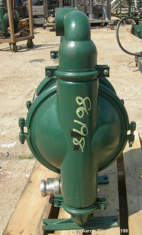 USED: Wilden air operated double diaphragm pump, model M8, 316 stainless steel. Rated 163 gallons per minute, 1/4" max solids handling, 125 psi. 2-1/2" NPT inlet/outlet.