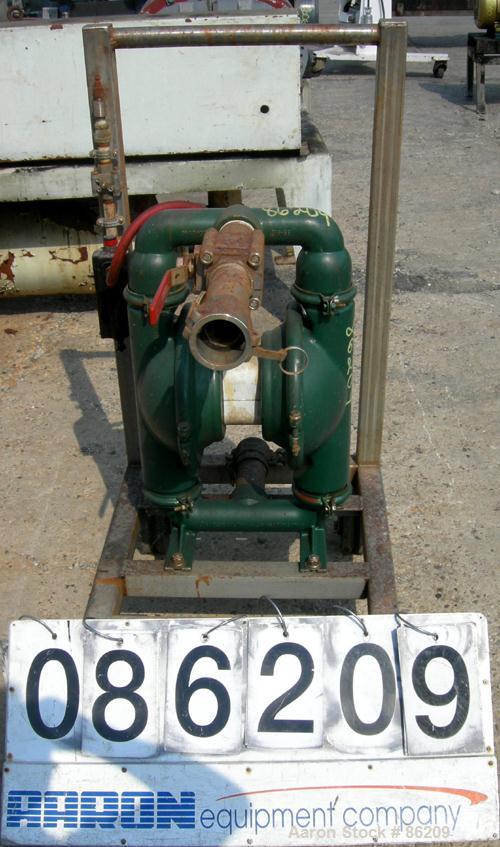 USED: Wilden air operated double diaphragm pump, model M8, 316 stainless steel. Rated 163 gallons per minute, 1/4" max solids handling, 125 psi. 2-1/2" NPT inlet/outlet.