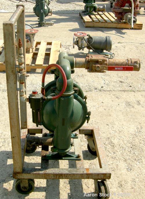USED: Wilden air operated double diaphragm pump, model M8, 316 stainless steel. Rated 163 gallons per minute, 1/4" max solids handling, 125 psi. 2-1/2" NPT inlet/outlet.