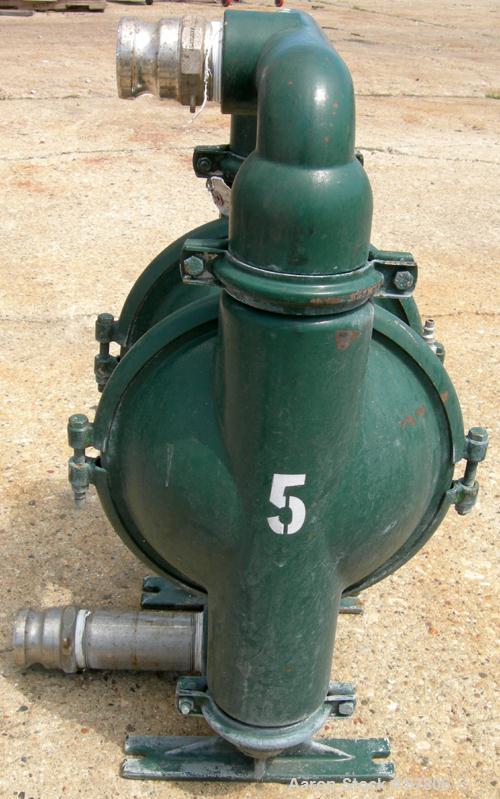 USED: Wilden air operated double diaphragm pump, model M8, 316stainless steel. Rated 163 gallons per minute, 1/4" max solidshandling, 125 psi. 2-1/2" NPT inlet/outlet.