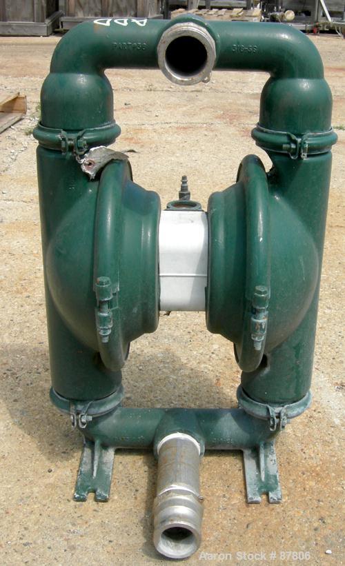 USED: Wilden air operated double diaphragm pump, model M8, 316stainless steel. Rated 163 gallons per minute, 1/4" max solidshandling, 125 psi. 2-1/2" NPT inlet/outlet.