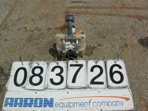 USED: Wilden air operated double diaphragm pump, model P1/PPPP/WF/WF/KTV, polypropylene. Rated 14 gallons per minute, 125 psi, 1/16" max solids size. 1/2" inlet/outlet. Built