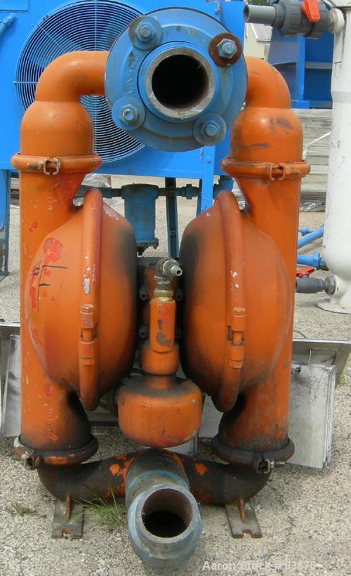 USED: Wilden Air Operated Double Diaphragm Pump, model P15, 316 stainless steel. Rated 257 gallons per minute, 125 psi, 1/2" max solids size, 3" inlet/outlet.