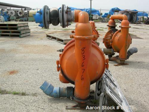 USED: Wilden Air Operated Double Diaphragm Pump, model P15, 316 stainless steel. Rated 257 gallons per minute, 125 psi, 1/2" max solids size, 3" inlet/outlet.