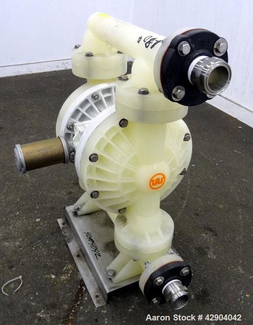 Used Wilden P800 Advanced Air Operated Double Diaphragm Pump, Model P800/PPPP/TF/TF/PTV, Polypropylene. Rated approximate 164 gallons per minute, 1/4” maximum solids handling. 2” Inlet/outlet. Mounte...