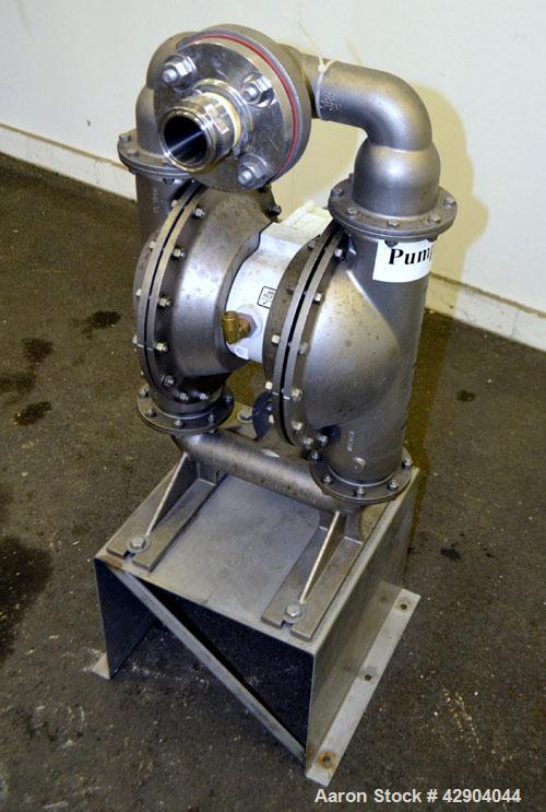 Used Wilden P800 Pro-Flo Air Operated Double Diaphragm Pump, Model P800/SSPP/ND/ND/ND, 316 Stainless Steel. Rated approximate 156 gallons per minute, 1/4" maximum solids handling. 2" Inlet/outlet. Mo...