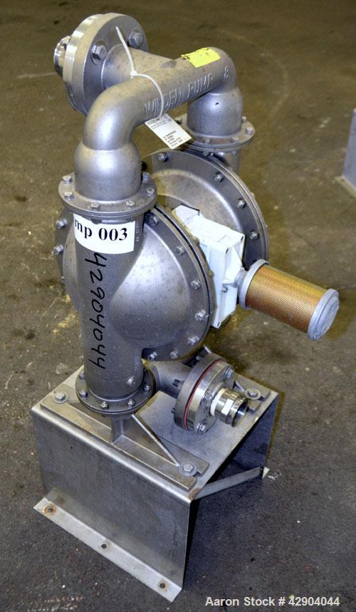 Used Wilden P800 Pro-Flo Air Operated Double Diaphragm Pump, Model P800/SSPP/ND/ND/ND, 316 Stainless Steel. Rated approximate 156 gallons per minute, 1/4" maximum solids handling. 2" Inlet/outlet. Mo...