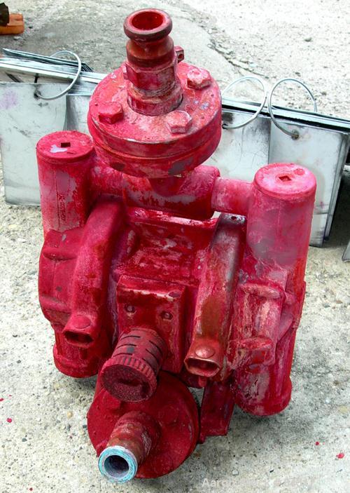 Used- Wilden Air Powered Double Diaphragm Pump, Plastic Construction. Approximately 27 gallons per minute, 1/8" maximum soli...