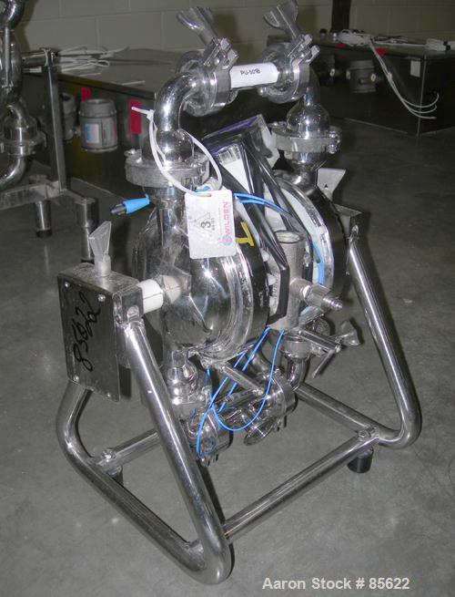 USED: Wilden air powered diaphragm pump, stainless steel. 1" tri clamp inlet/outlet. Serial# S-00286.