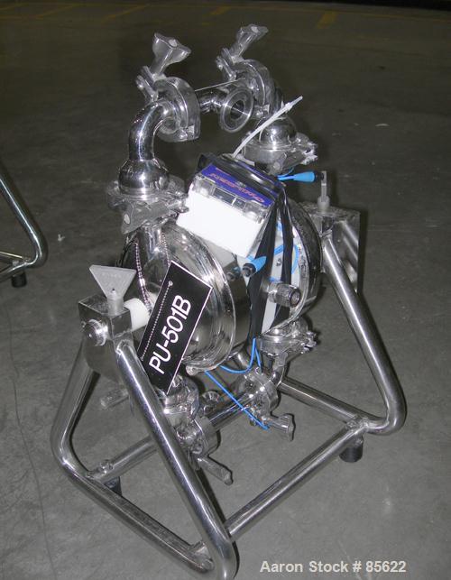 USED: Wilden air powered diaphragm pump, stainless steel. 1" tri clamp inlet/outlet. Serial# S-00286.