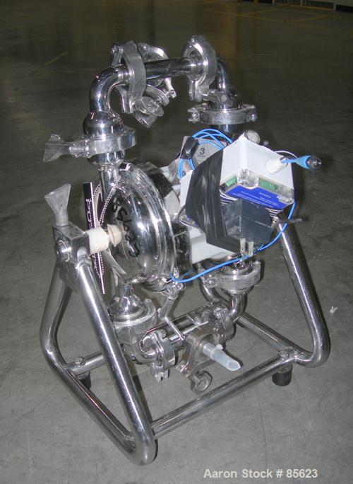 USED: Wilden air powered diaphragm pump, stainless steel. 1" tri clamp inlet/outlet. Serial# S-00208.