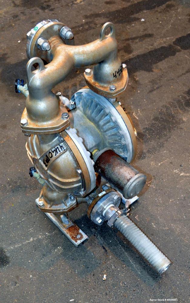 Used Yamada Air Operated Diaphragm Pump, Model NDP-50BSH-BH-2, 316 Stainless Steel. Hytrel diaphragm material. Rated maximum 164 gallons per minute, 5/16” maximum solids handling, maximum liquid temp...