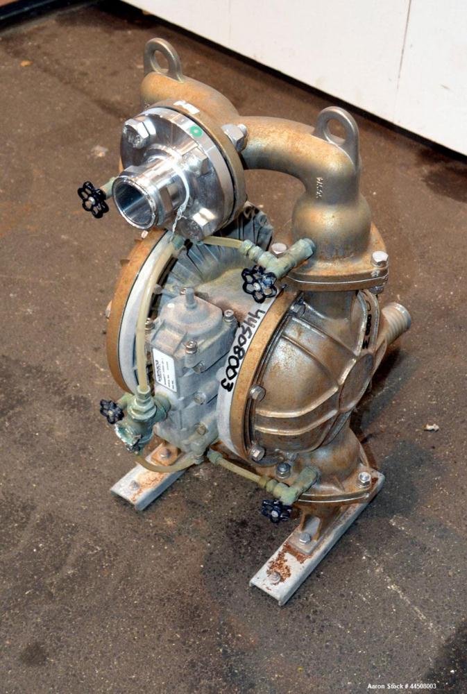 Used Yamada Air Operated Diaphragm Pump, Model NDP-50BSH-BH-2, 316 Stainless Steel. Hytrel diaphragm material. Rated maximum 164 gallons per minute, 5/16” maximum solids handling, maximum liquid temp...