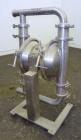 Used Murzan Sanitary Diaphragm Pump, Model PI 50 DL, 304 Stainless Steel. Approximate 100 gallons per minute at 40 psig requires 75 psi and 82 scfm. 6” Maximum partial size. 2” Tri-clamp inlet/outlet...