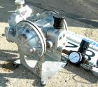 USED: Sandpiper air powered double diaphragm pump, model SB1-A, type SGN-4-SS, 316 stainless steel. Rated 42 gallons per minute, 1/4