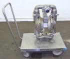 Used Wilden Air Operated Double Diaphragm Pump, Model M8, 316 Stainless Steel. Rated approximately 135 gallons per minute, 1/4