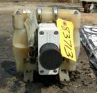 USED: Wilden air operated double diaphragm pump, model P1/PPPP/WF/WF/KTV, polypropylene. Rated 14 gallons per minute, 125 psi, 1/16