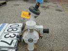 USED: Wilden air operated double diaphragm pump, model P2/PPPP/TF/TF/PTV/400, polypropylene. Rated 37 gallons per minute, 125 psi, 1/8