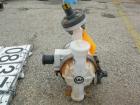 USED: Wilden air operated double diaphragm pump, model P2/PPPP/TF/TF/PTV/400, polypropylene. Rated 37 gallons per minute, 125 psi, 1/8