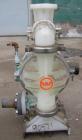 USED: Wilden air operated double diaphragm pump, model T4/PPPB/TF/TF/PTV, plastic. Rated 50 gallons per minute at 80 psi. 3/16