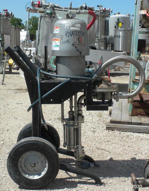 Used Graco Air Operated Bulldog High-Flo Circulation Pump, Part #220578, Series L99C, 304 Stainless Steel. Rated 24 gallons per minute (91 Liters), ratio 4 to 1. Maximum air working pressure 100 psi,...