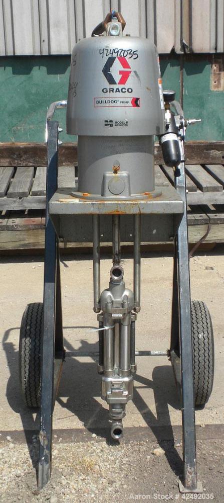 Used Graco Air Operated Bulldog High-Flo Circulation Pump, Part #220578, Series K02C, 304 Stainless Steel. Rated 24 gallons per minute (91 liters), ratio 4 to 1. Maximum air working pressure 100 psi,...
