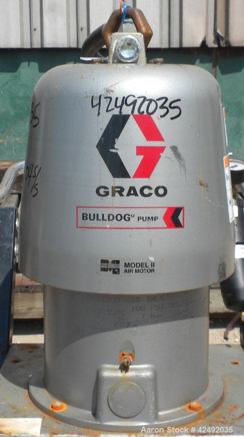 Used Graco Air Operated Bulldog High-Flo Circulation Pump, Part #220578, Series K02C, 304 Stainless Steel. Rated 24 gallons per minute (91 liters), ratio 4 to 1. Maximum air working pressure 100 psi,...