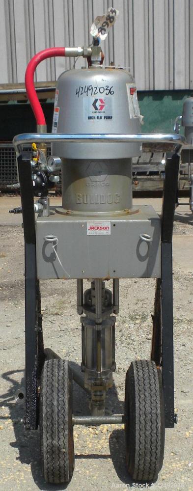 Used Graco Air Operated Bulldog High-Flo Circulation Pump, Part #220578, Series E05C, 304 Stainless Steel. Rated 24 gallons per minute (91 liters), ratio 4 to 1. Maximum air working pressure 100 psi,...