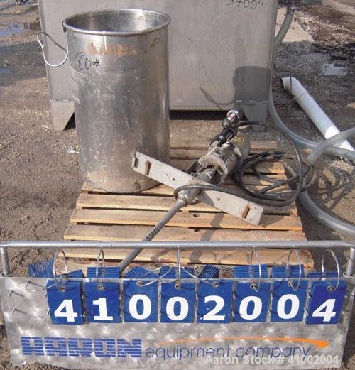 Used Graco Air Operated President Drum Pump, Model 224-348, Series L92A, 304 stainless steel. Rated 3 gallons per minute at 180 psi. Ratio 10:1. Includes a 30 gallon 304 stainless steel tank. 17 1/2"...