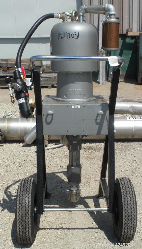 Used Graco Air Operated King Dura-Flo Circulation Pump, Part #237286, Series B03B, 304 Stainless Steel. Rated 3.4 gallons per minute at 60 cycles per minute, ratio 65 to 1. Maximum air working pressu...