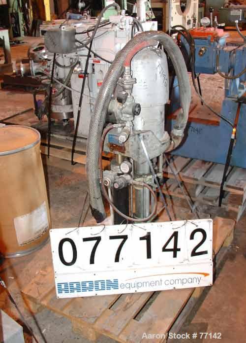 USED: Graco Bulldog drum pump, series G3A, model 901413. 10:1 ratio,120 psi, approx capacity 6-22 gallons per minute. Mounted on a frame.