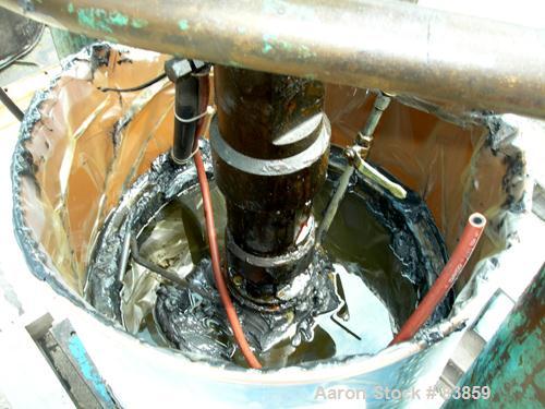 Used Johnstone Air Operated 55 Gallon Drum Unloading Pump, Model JPC 1001, Size S1-8-HDE. 8" Air motor, ratio 42:1, 20 psi to 100 psi operating range, 12 cubic inch volume per cycle. Base mounted.