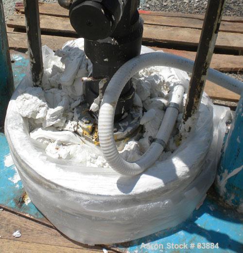 Used Johnstone Air Operated 55 Gallon Drum Unloading Pump, Model JPC 1001, Size S1-8-HDE. 8" Air motor, ratio 42:1, 20 psi to 100 psi operating range, 12 cubic inch volume per cycle. Base mounted.