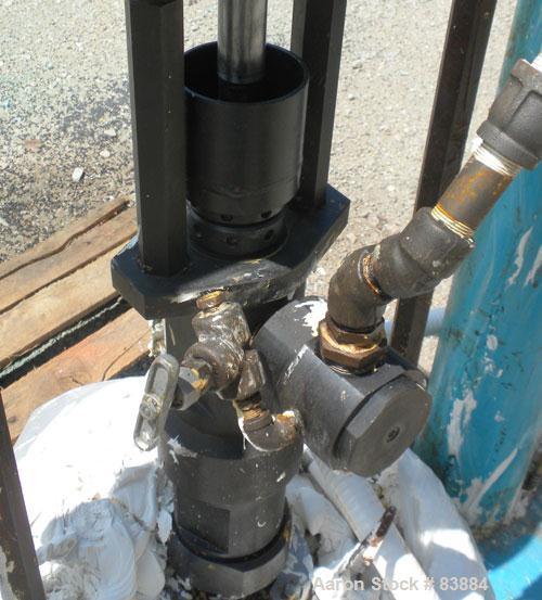 Used Johnstone Air Operated 55 Gallon Drum Unloading Pump, Model JPC 1001, Size S1-8-HDE. 8" Air motor, ratio 42:1, 20 psi to 100 psi operating range, 12 cubic inch volume per cycle. Base mounted.