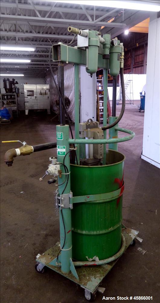 Used- Lincoln Industrial Twin Post 55 Gallon Drum Pump, Model 1735, Series G. Consists of: (1) Pump Tube, model 84902, serie...