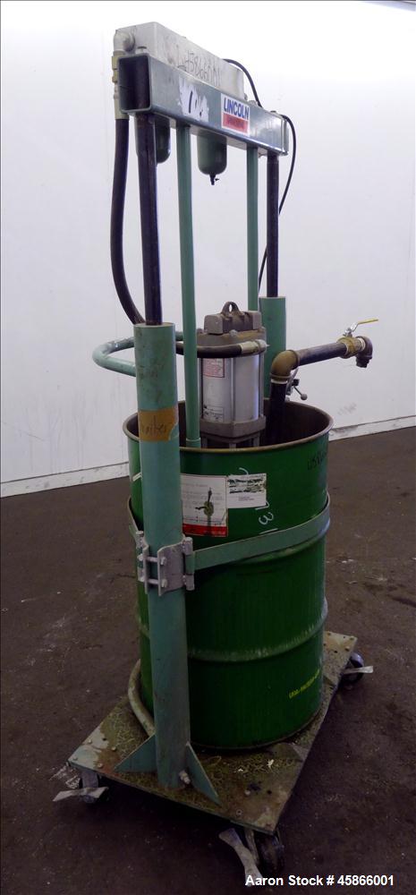 Used- Lincoln Industrial Twin Post 55 Gallon Drum Pump, Model 1735, Series G. Consists of: (1) Pump Tube, model 84902, serie...