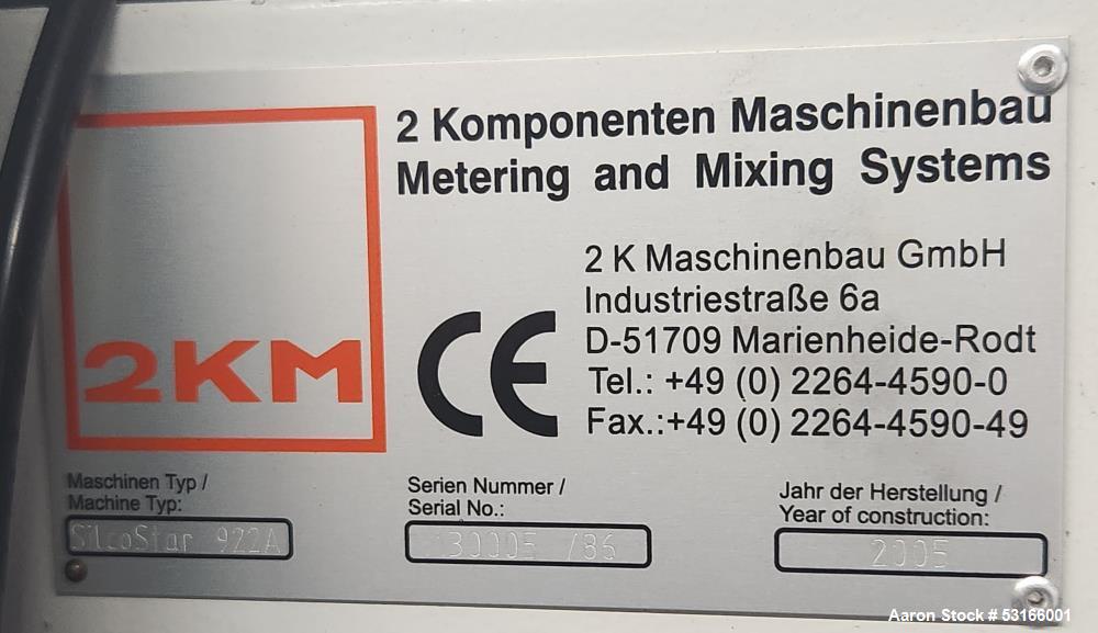 Used 2KM SilcoStar 922A Mix & Metering System – 1:1 Ratio – 800g/min Output – High Viscosity – Color Pump – Accessories Included