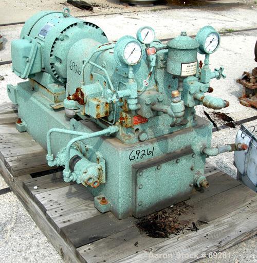 Used Oilgear Hydraulic Unit, Model DH1217. 20 hp, 3/60/230/460 volt, 1175 rpm XP motor. Maximum 1700 psi. Includes a reservoir.