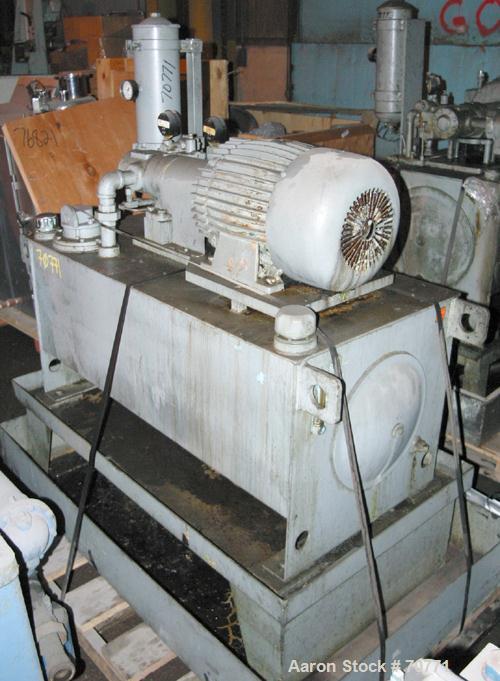 Used Vickers Hydraulic Power Pack, Model VC-108-GD-0-3DB6. Driven by a 5 hp, 3/60/460 volt, 1175 rpm motor, 60 gallon holding tank.