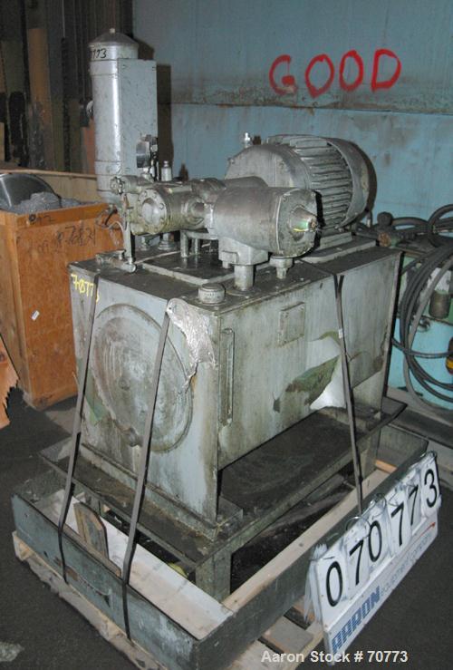 Used- Vickers Hydraulic Power Pack, Model VC-108-GD-0-3DB6. Driven by a 7.5 hp, 3/60/230/460 volt, 1165 rpm motor, approxima...
